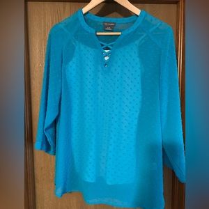 3/4 Sleeve Sheer Blouse - Van Heusen - size S